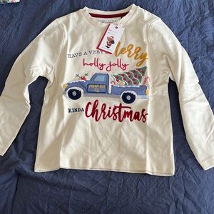 Denim & Flower Ricky Singh Christmas Graphic long sleeved Shirt size 4, NWT